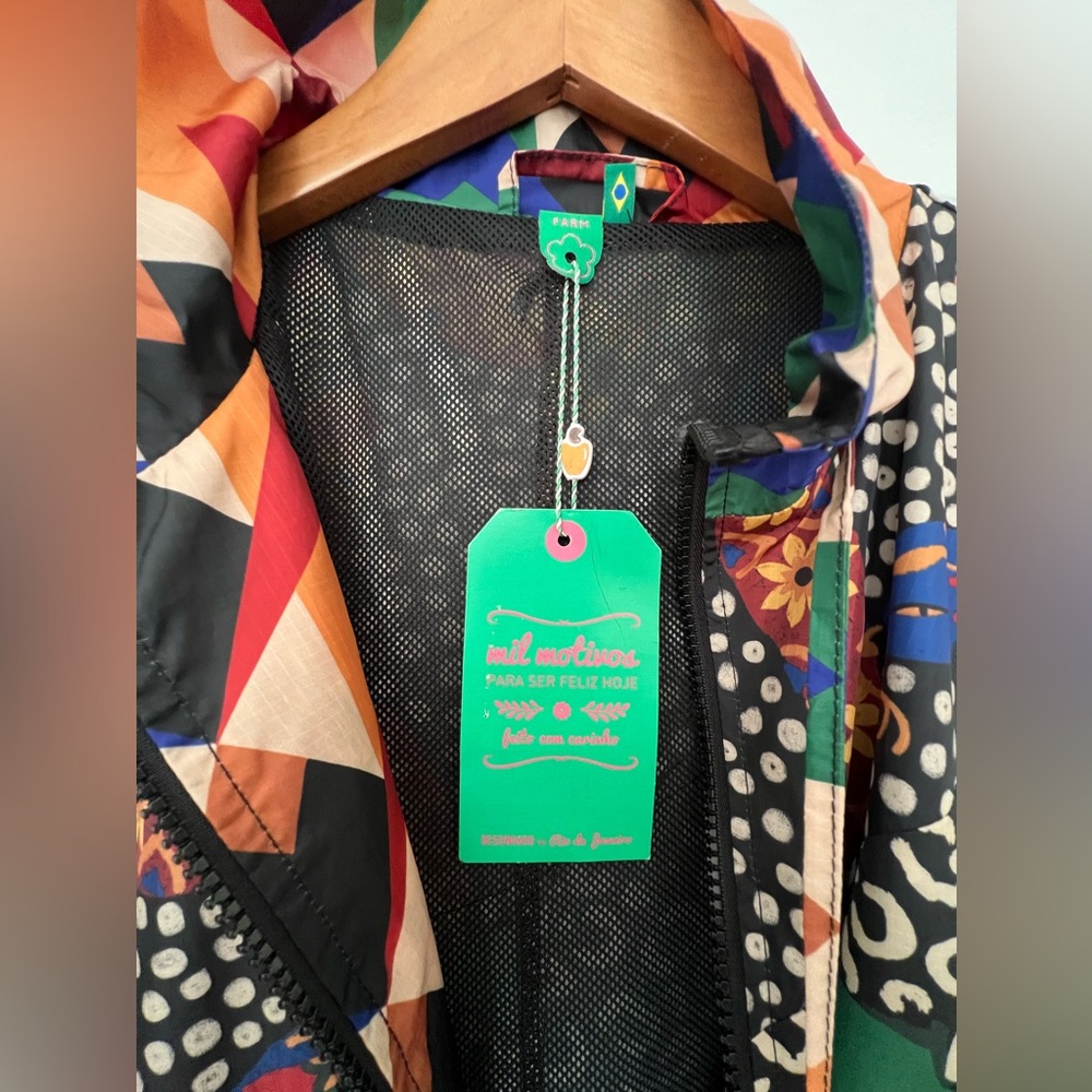 FARM Rio Leopard Mushroom windbreaker jumpsuit NWT Size L - Picture 4 of 5